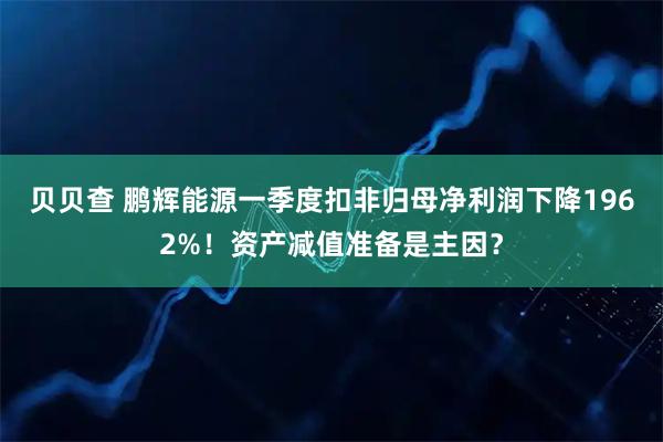 贝贝查 鹏辉能源一季度扣非归母净利润下降1962%！资产减值准备是主因？